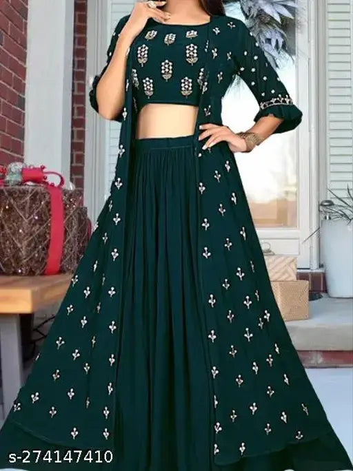 Georgette fabric set, fancy designer top and bottom with three-quarter sleeves (S-XXL), India origin