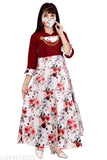Maroon three-quarter sleeve cotton blend maxi dress for girls party wear, western style