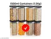 Airtight plastic storage jars and containers, pack of 8 (1500ml each), ideal for kitchen organization in India