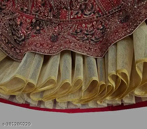 Nylon, vibrant Chiku color can can, 9 inch x 10 meter, for women's dresses, lehenga, gown or skirts