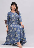 Viscose rayon printed Anarkali kurtas for women, three-quarter sleeves, XS-XXXL, Indian origin
