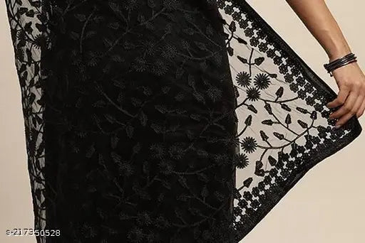 Soft net Bollywood design chikankari embroidery saree with stone work, free size, India origin