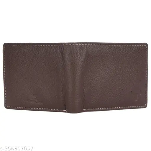 Brown genuine leather men's wallet with 2 compartments and RFID blocking security, high-quality full-grain leather for gifting occasions