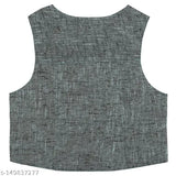 Multicolor cotton blend sleeveless waistcoat, perfect for kids' play and events. Solid pattern in various sizes from 6-12 months to 4-5 years. Made in India