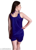 Royal Blue Satin Women's Shorts & Top Set, comfortable fashionable sleepwear for special nights
