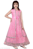 Pink net high low princess dress for girls, inspired by celebrity looks
