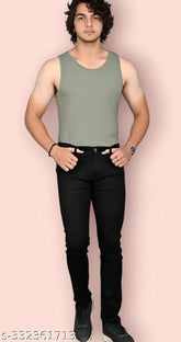 Black denim jeans, JovsHil brand for men's fashionable fit and comfort. Solid wash, size 26 or 28 inches (waist & length). Made in India