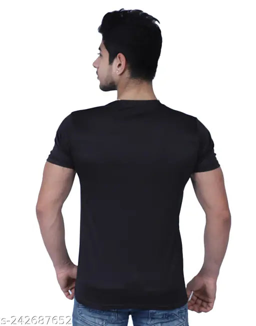 Solid half sleeve polyester men's t-shirt, stylish and comfortable fit for casual or sports wear, pack of 1 pc