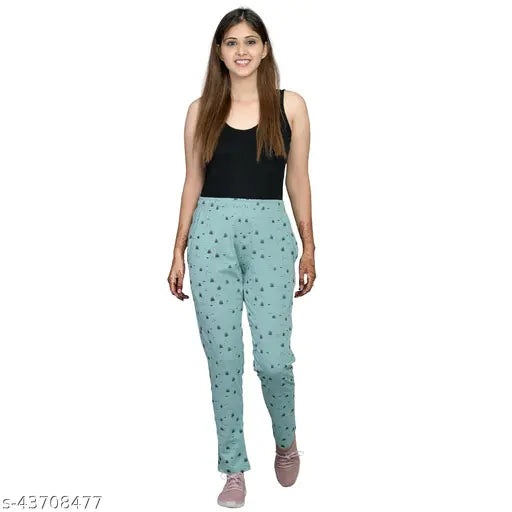 Trendy cotton maxi pyjamas, vibrant printed, Akron women's wear - India