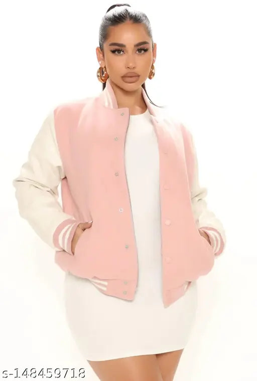 Cotton blend, solid color women's jacket with print motif, perfect for casual or sporty outfits