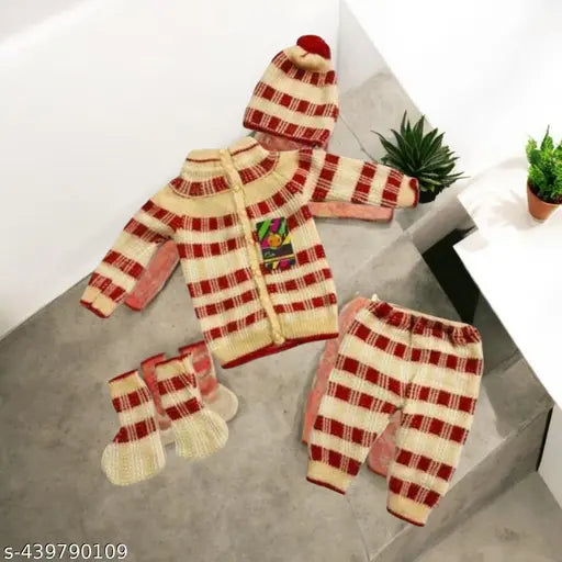 Polyester newborn winter clothing set: Self-design, warm, and stylish for boys and girls (0-12 months), made in India