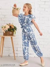 Colorful cotton kids jumpsuit, sleeveless printed design for trendy summer fashion