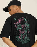 Black cotton blend three-quarter sleeve Eyebogler men's printed t-shirt, featuring unique pattern design from India