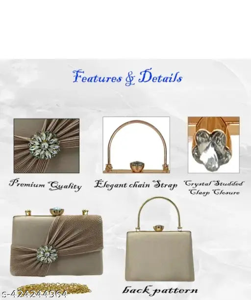 Suede Hinza clutch purse, premium quality bridal accessory for women & girls, compact design with 2 compartments, free size (L9in x W5in)