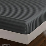 Solid grey, premium cotton, fitted king size bedsheet with 2 pillow covers, ideal for summer. Soft and striped design