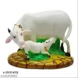 Resin Cow and Calf Kamdhenu showpiece, spiritual decor for Indian home interior