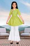 Classic cotton silk anarkali kurta sets with embellished short sleeves, Indian children's fashion in various sizes