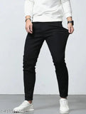Black denim men's jeans, stylish solid-patterned with sizes 26, 28, 30, 32 from India