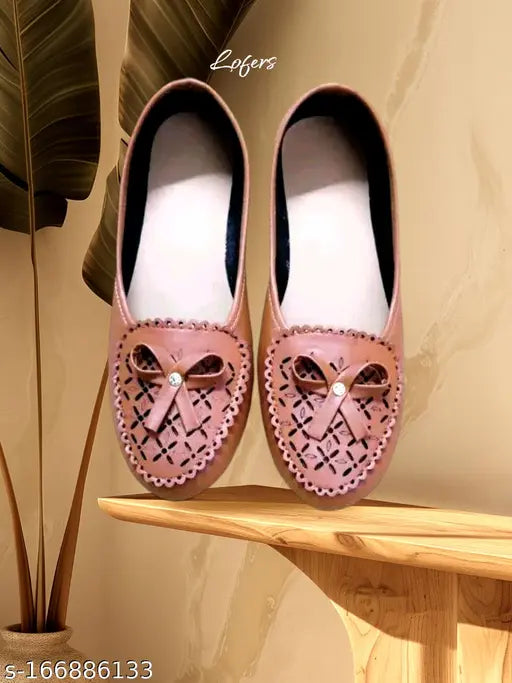 Synthetic perforated lofer Bellies & Ballerinas for women's casual ethnic wear, slip-on in sizes IND-4 to IND-8. Made in India