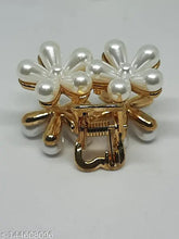 Trendy pearl flower clutcher, free size, Indian-made hair accessory for girls & women