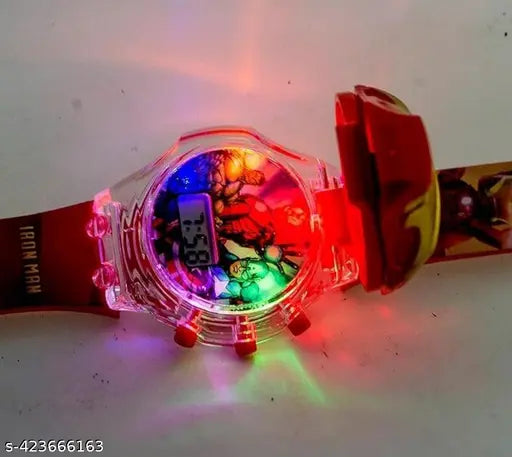 Spiderman 3D face digital watch, free size, India-made kids' gift