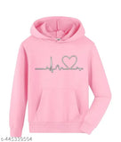 Olive cotton sweatshirt with hoodie and life line print for women and girls (Size: 9-10 Years)