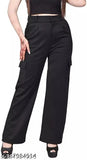 Trendy cotton-lycra cargo pent in solid net, modern women's fashion accessory, India-made