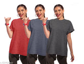 High-quality oversized solid cotton short sleeve t-shirt for girls, Indian-made, 100% cotton, 180GSM biowash, straight cut, XL bust size 46 in, back collar with brim