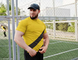Striped cotton blend round neck t-shirt for men, premium quality partywear or office wear