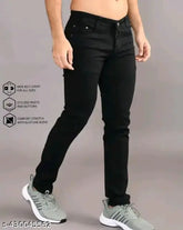 Stylish men's black denim slim fit jeans - affordable, versatile, and high-quality
