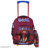 Maroon waterproof trolley bag (30 L), Indian Dream kids school bag with pouch. Durable polyester net backpack for 2-8 year olds. Adjustable shoulder straps, A4 notebook storage