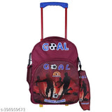 Maroon waterproof trolley bag (30 L), Indian Dream kids school bag with pouch. Durable polyester net backpack for 2-8 year olds. Adjustable shoulder straps, A4 notebook storage
