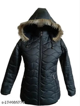 Lightweight polyester jacket for girls, solid color with detachable cap. Comfortable wearing, high quality fur lining. Made in India