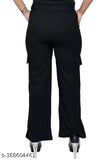 Women's solid cargo style cotton-lycra trousers, size 26-40, ideal for casual wear