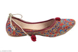 Multicolor synthetic leather PVC Rajasthani Jaipuri ethnic belly shoes for women, slip-on ballet flats with embellishments