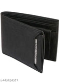 Black faux leather men's casual card holder wallet, textured pattern, 2 compartments, free size (L:4cm, W:5cm), India origin