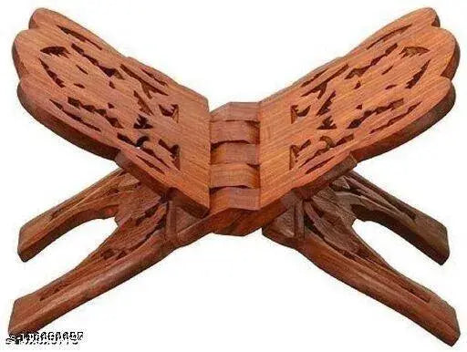 Handcrafted wooden rehal for Quran, Bible, Gita, or Ramayana books (12-inch Feng Shui showpiece)