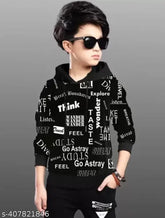 Kids hooded neck cotton stylish t-shirt, printed pattern, long sleeves, boys fashion, India