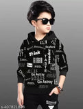 Kids hooded neck cotton stylish t-shirt, printed pattern, long sleeves, boys fashion, India