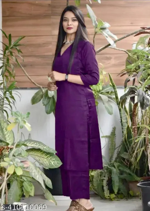 Trending Women's Solid Rayon Fabric Printed Kurta-Palazzo Set, casual and versatile Indian attire