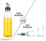 White plastic oil dispenser set (1000ml x 2), leak-proof for kitchen essentials