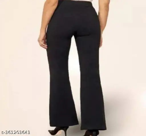 Fancy black cotton-lycra trousers for women & girls, solid net design - India