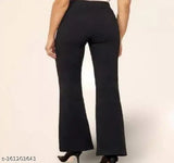 Fancy black cotton-lycra trousers for women & girls, solid net design - India