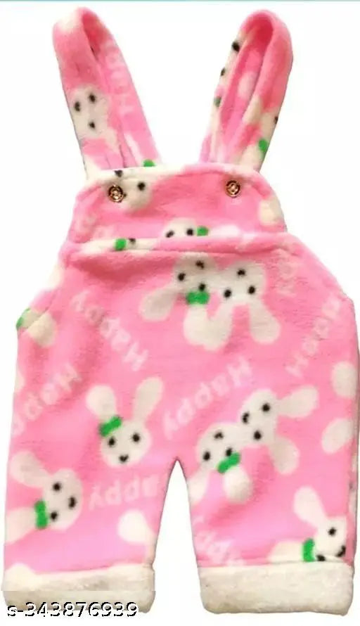 Warm wool dungaree pack for baby girls and boys (printed net), perfect winter wear (0-3M, 0-2M, 2-4M)