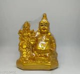 Golden polystone Kubera and Lakshmi wealth statue, intricately detailed, perfect for home decor or gifts