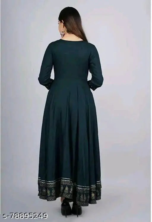 Rayon Anarkali gown for women & girls, vibrant printed three-quarter sleeves, Indian fashion