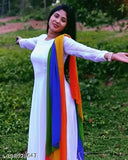 Stylish white georgette jumpsuit gown for women under 500, solid design with three-quarter sleeves