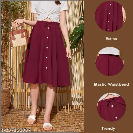 Cotton blend solid western wear skirt, popular fashion choice for casual outfits in sizes 26, 28, 30, 32, and 34 inches waist and length. Made in India