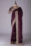 Designer vichitra silk saree with sequin work, free size, Indian origin