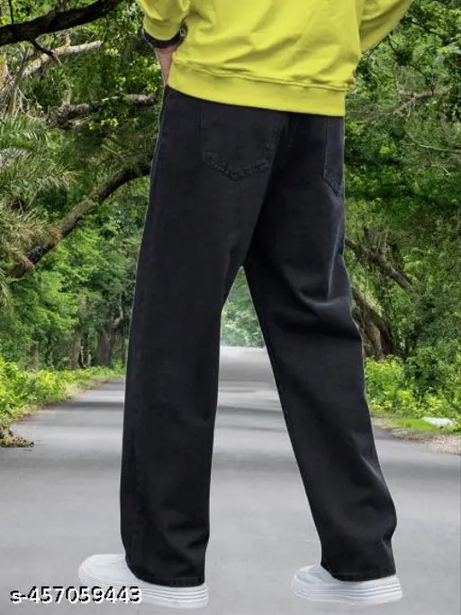 Dark grey denim loose fit Beggy jeans for men's casual wear, durable premium stretch fabric, multi-pocket design
